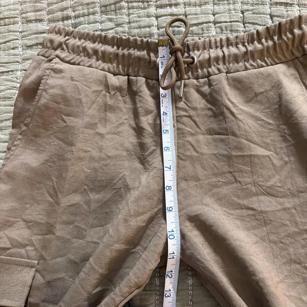 BOOHOOMAN Tan Men's SZ M‎ 100% Polyester Cargo Joggers y2k Streetwear Utility